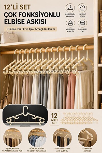 Tercih Home 12 Pieces Multifunctional Clothes Hangers for Clothes, Pants, T-S...