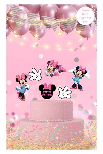 Umamiçe Minnie Mouse Temalı Pasta Üstü 6 Adet Figür Set