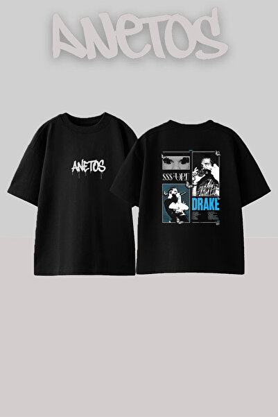 Anetos Drake_38 Design Printed Unisex Oversize Black Tshirt