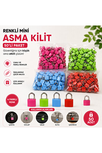 1DepoBu 50’li Renkli Mini Asma Kilit Seti – Çanta, Dolap ve Valiz İçin Çok Am...