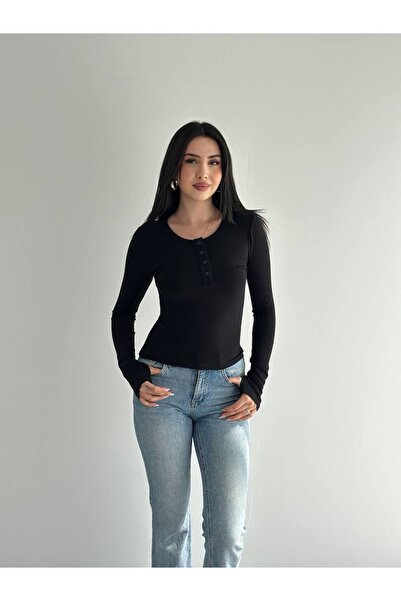 Jöns Butik Women's Button Detailed Long Sleeve Fit Blouse