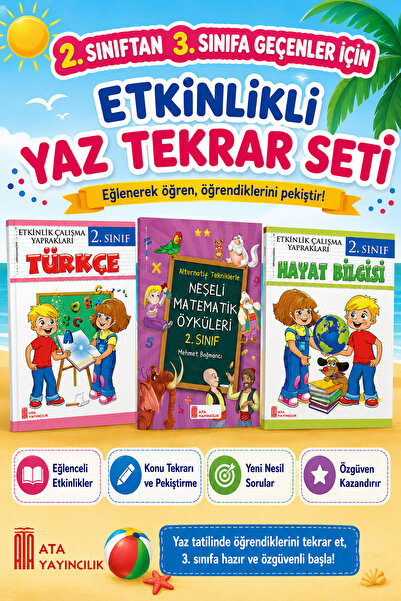 Ata Yayıncılık 2.Sınıftan 3.Sınıfa Geçenler İçin Etkinlikli Yaz Tekrar Seti