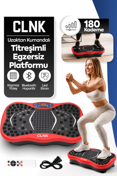 CLNK Kırmızı Vibro Vibration Plate – Titreşimli Egzersiz Aleti | Basen, Karın...