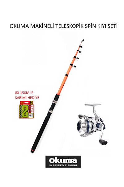 Okuma ARIA-3000a Painting Silver 1BB Olta Makinesi+240 cm teleskopik kamış kı...