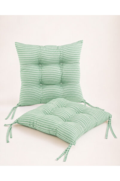 UYKUPEREST Pastello 2-Piece Chair Cushion 40X40 Lace-Up Puffy Cotton Washable...