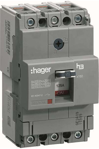 hager X160 Întrerupător automat industrial de putere 25kA 3P 125A Reglabil HH...