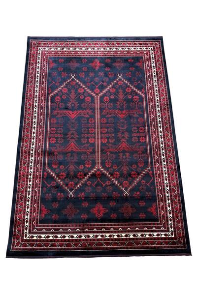 Etnik Desenli Afgan Viskon Makine Dokuma Kaymaz Taban Salon Halısı 4 m²