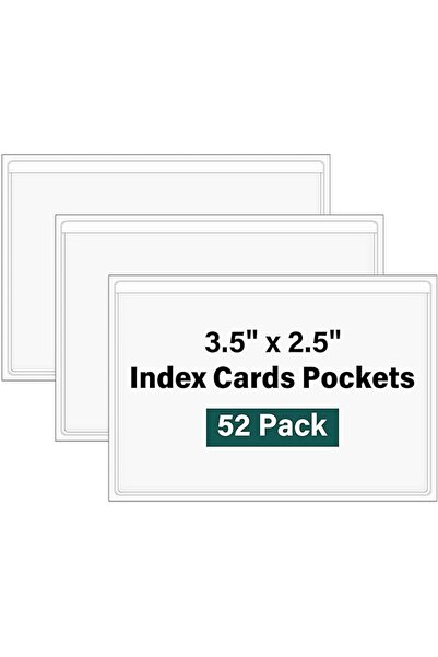 Arabest Label Holder, Clear Adhesive Index Card Pocket, 52 Pack 3.5x2.5 Inch ...