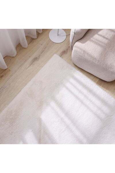 Danube Home Plush Solid Off White Faux Rabbit Fur Rug 160x230 cm - Soft, Luxu...