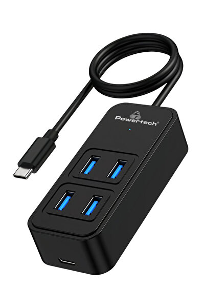 POWERTECH USB 3.2 hub PTR-0156 4x θυρών, 5Gbps, USB-C σύνδεση, 1m, μαύρο