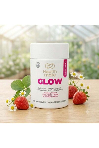 health mate Glow Strawberry Flavored Chewable Tablets With Biotin, Nano Colla...