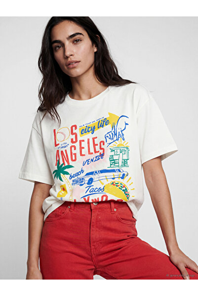 LC Waikiki Lcw Vision White Printed 100% Cotton Women's T-Shirt