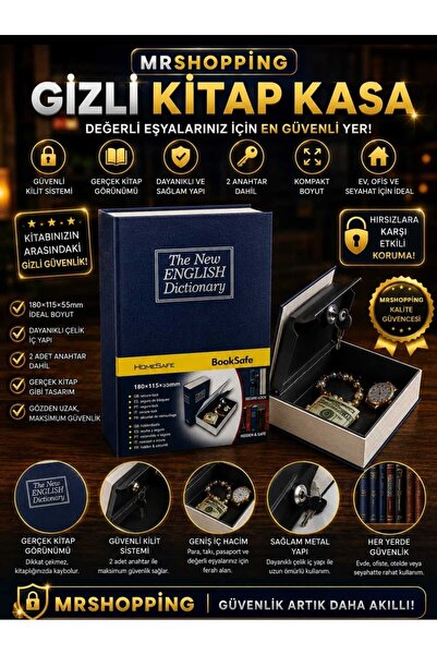mr shopping MR İngilizce Sözlük Görünümlü Gizli Kasa | Kitap Şeklinde Şifreli...