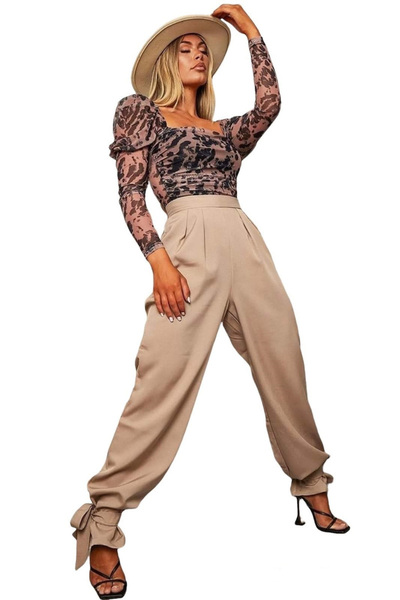 Woman's Fashion Γυναικεία υφασμάτινα παντελόνια εκρού