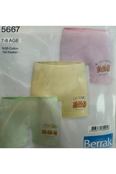 Berrak Girl's 3-Piece Cotton Boxer Briefs Set - Shorts with Teddy Bear Design