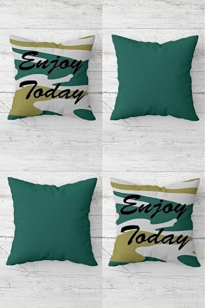 Yıldızan غطاء وسادة مكتوب عليه Enjoy Today من nry shop، غطاء وسادة مخفي بسحاب...