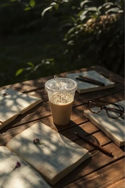 Yıldızan Edl Shop Glass with Straw and Mica Cover in Origami Style for Soft D...