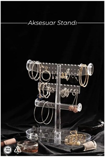 Yıldızan Ysf Shop Accessory 3-Tier Jewelry Stand, Transparent Acrylic Materia...