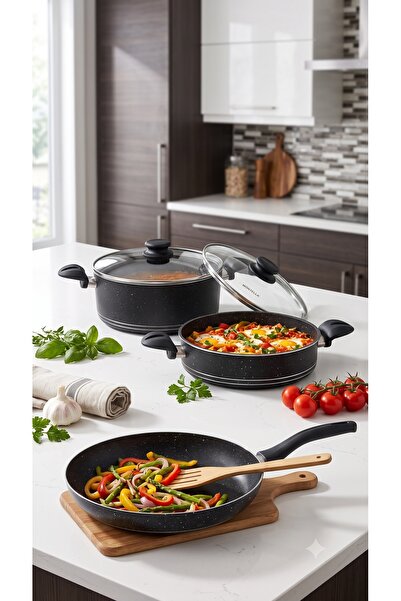 Bonera Montella Vivo Granite Pot and Pan Set 5 Pieces