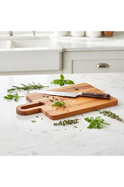 Yıldızan Natural Acacia Rectangular Cutting Board and Presentation Tray – 35X...