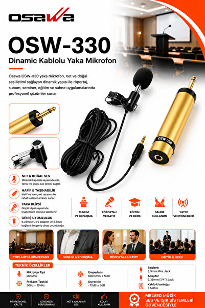 OSAWA OSW-330 Kablolu Ultra Hassas Cami Yaka Mikrofonu