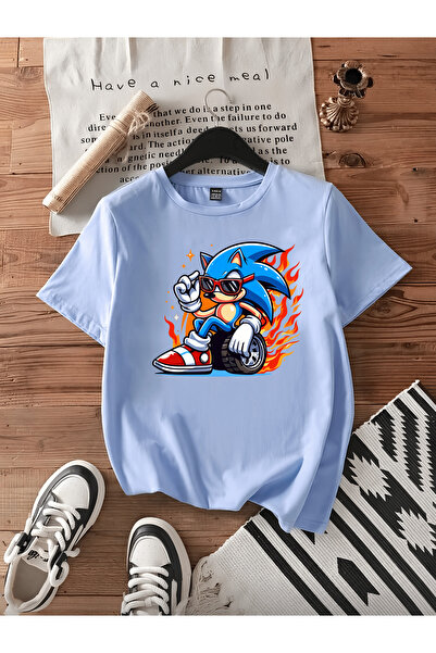 MAGORS تيشيرت للأطفال من SONIC THE HEDGEHOG بطبعة الموسم الجديد وياقة دائرية ...