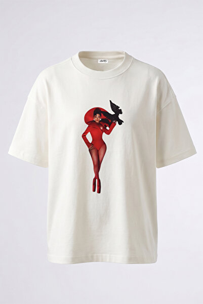 Anetos Cardi B_18 Design Printed Unisex Oversize Fit White Tshirt