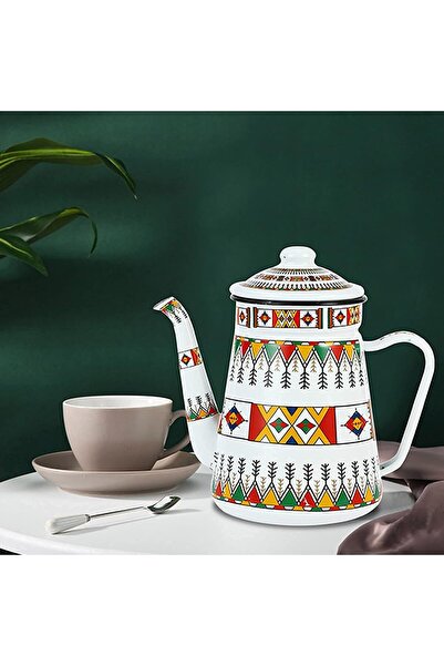REXA R 1.5L Enamel on Steel Teapot Coffee Pot Teakettle Geometric Patterns, P...
