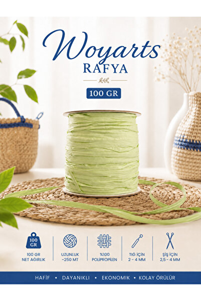 woyarts Raffia Yarn 100 Gr 250 m Bag, Hat, Beach Bag, Basket and Decorative K...