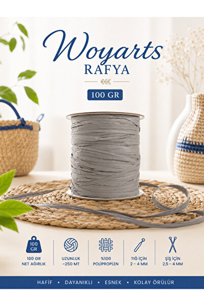 woyarts Raffia Yarn 100 Gr 250 m Bag, Hat, Beach Bag, Basket and Decorative K...