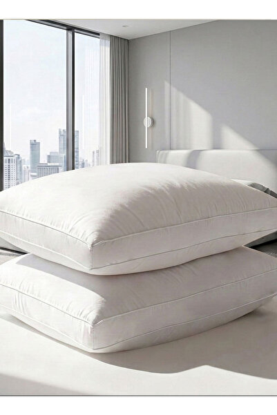 Medical Sleep 2 Pieces Bed Pillow with Double White Line 100% Cotton - 1600 G...