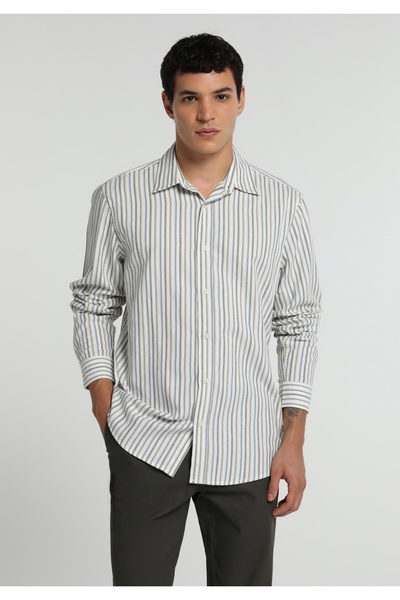 Colin's Regular Fit Shirt Neck Striped Men's Blue Long Sleeve Shirt