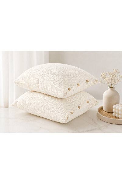 Nilyso Home 50X70 cm 4 Layer Muslin Pillowcase with Button 100% Cotton Soft T...