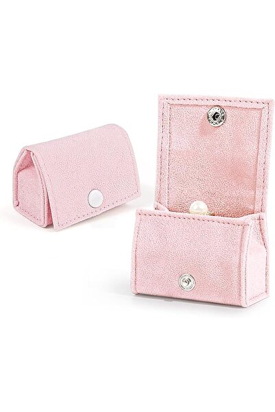 Arabest Velvet Portable Ring Box, Small Travel Jewelry Case Light Pink
