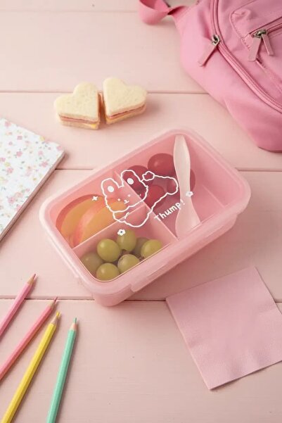 Miniso Lisanslı Hayvan Serisi Öğle Yemeği Kutusu Pembe 1100 Ml – Çatal Bıçaklı
