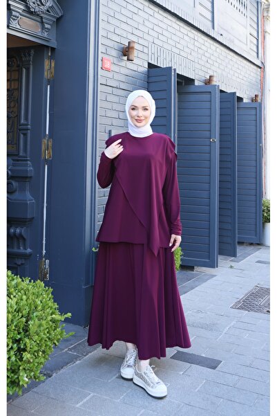 NİSUM MODA Asymmetrical Sandy Skirt Set