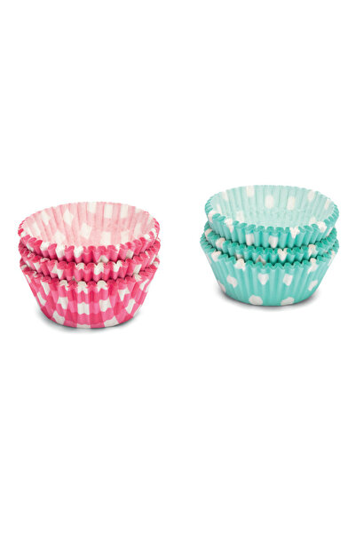 Patisse Set 200 hartii de copt pentru briose, 5 cm, roz si turcoaz -