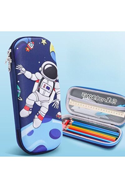 idei Cutie de Pixuri Rigidă EVA cu Relief 3D Astronaut Spațial Bleumarin, Dim...