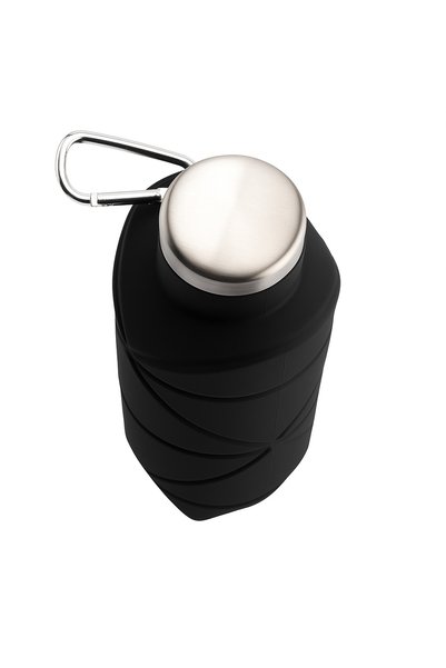 KALE PROMOSYON Foldable Silicone Water Bottle and Pink Water Bottle with Steel Lid - Takes up No Space