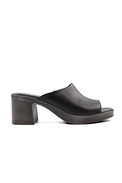 Castle Black 45254 Genuine Leather Black Women's Slippers