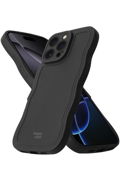 HappyCase Θήκη iPhone 16 Pro Wavy Σιλικόνης - Black