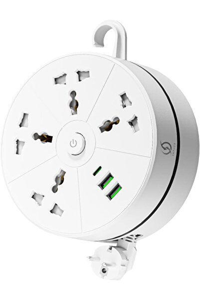 INFLUX EXT INFLUX Retractable Extension cord 4 Outlet 3 Meter with 2 USB Port...