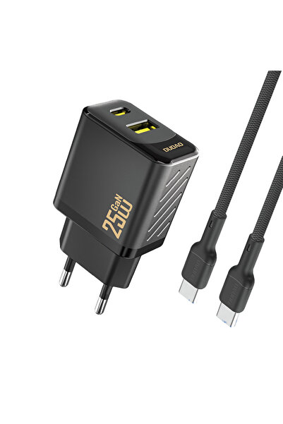 DUDAO Încărcător GaN de 25W USB-C USB-A, cablu inclus