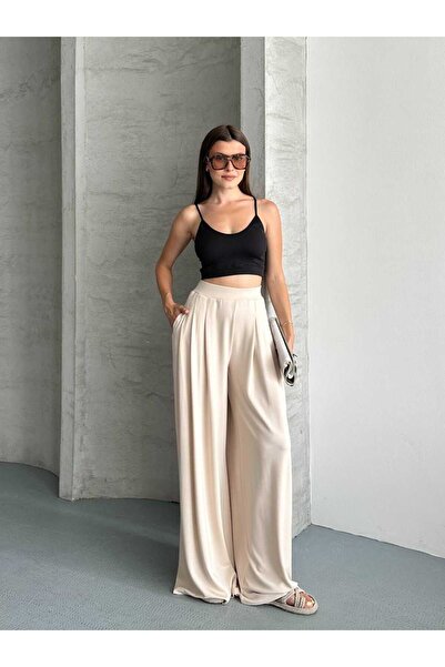 Biber Collection Kadın Modal Kumaş Pileli Şalvar Pantolon