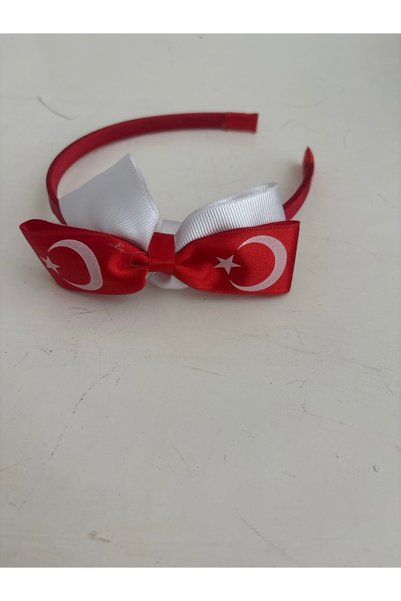 ELUNE İSTANBUL & MİLANO Türk Bayraklı Kırmızı Beyaz Fiyonklu Kız Çocuk Tacı