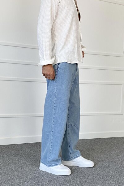 Alışveriş Sokağı Blue Baggy Fit Denim Summer Thin Fabric Jeans - Denim Trousers
