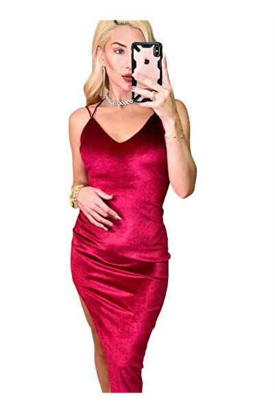 Woman's Fashion Καλοκαιρινό μίντι βραδινό φόρεμα κόκκινο