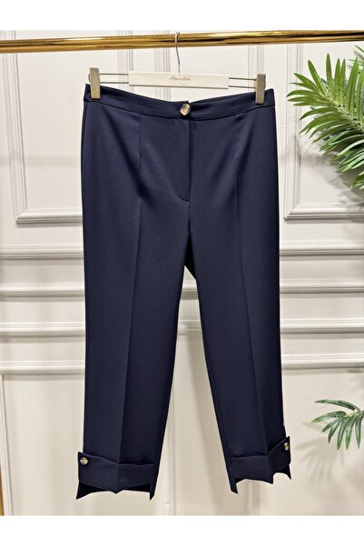 2K 26065 Thick Paneled Trousers Navy Blue