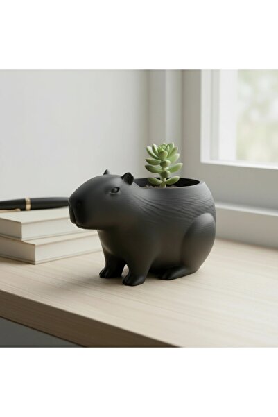 OEM Mini Ghiveci Decorativ Capibara, Suport Plante Imprimat 3D - Negru compoz...