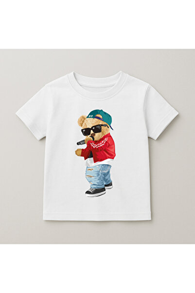 SVART WEAR Παιδικό και εφηβικό μπλουζάκι με στάμπα αρκουδάκι, βαμβακερό, με κ...